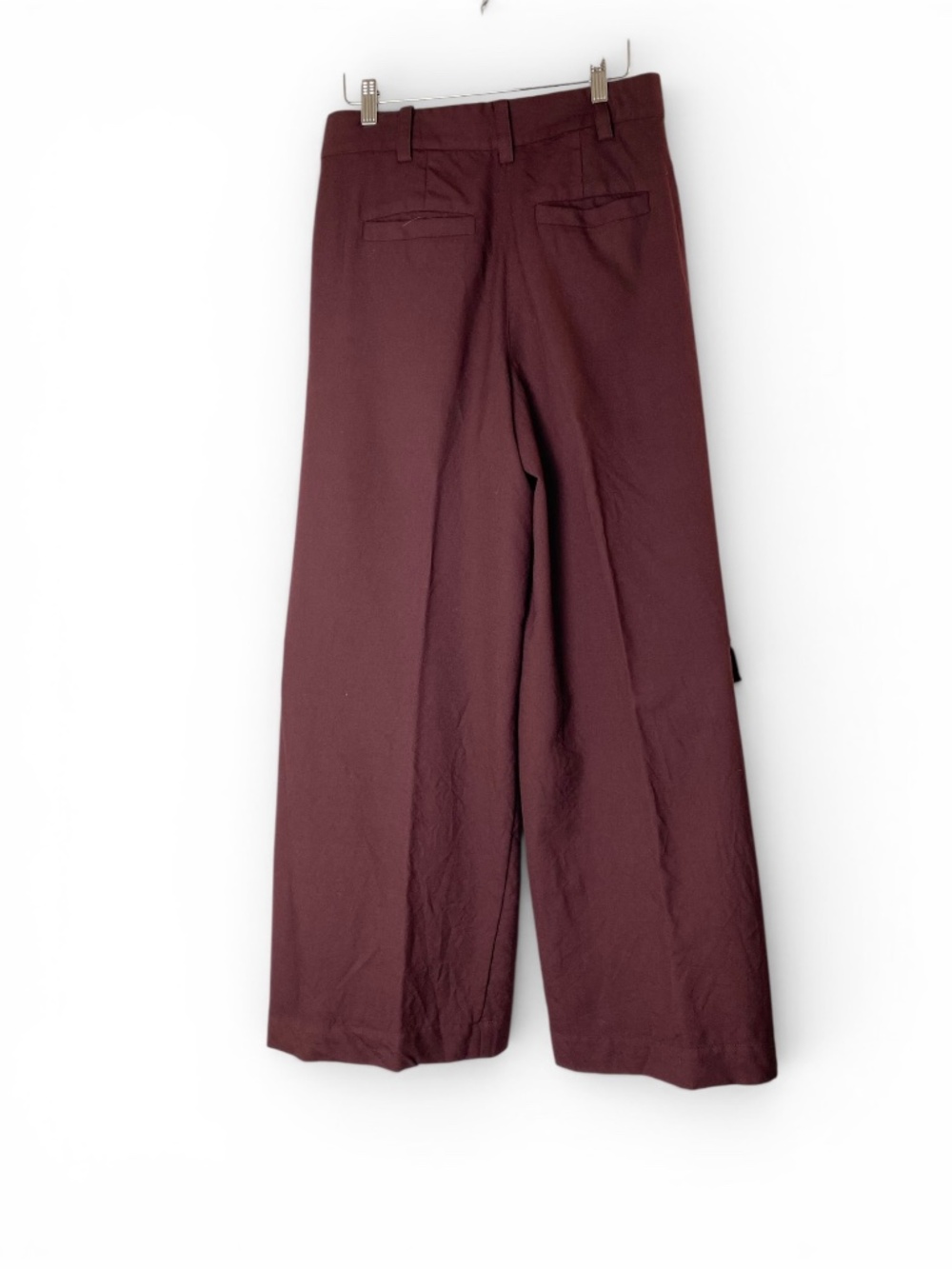 COS Wide Leg Cargo Pant Adjustable Waist Trousers Wool in Burgundy Size 6 - Picture 5 of 12
